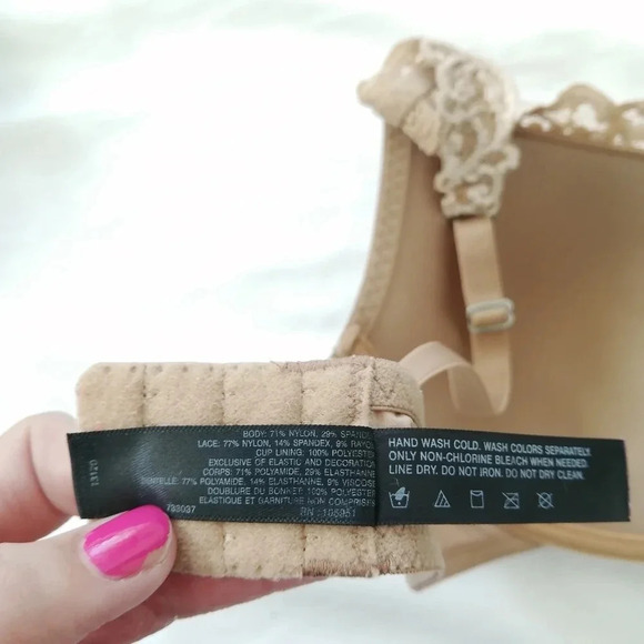 Natori Nude Beige Bra with Lace Trim and Straps Accent 34DD - Picture 14 of 15
